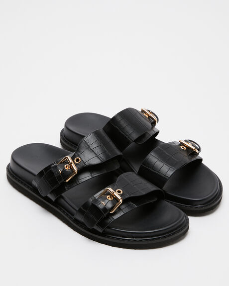 BLACK CROC WOMENS FOOTWEAR BILLINI SLIDES - S950-BLK