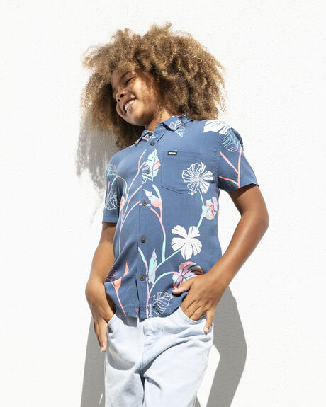 WASHED NAVY KIDS YOUTH BOYS RIP CURL SHIRTS - 00UBSH9741