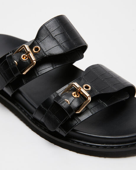 BLACK CROC WOMENS FOOTWEAR BILLINI SLIDES - S950-BLK
