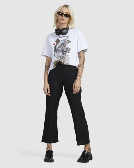 WHITE WOMENS CLOTHING RVCA T-SHIRTS + SINGLETS - UVJZT00192-WHT