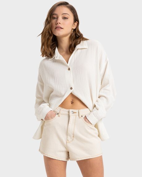 NATURAL WOMENS CLOTHING ROXY SHORTS - ERJDS03323-YEF0