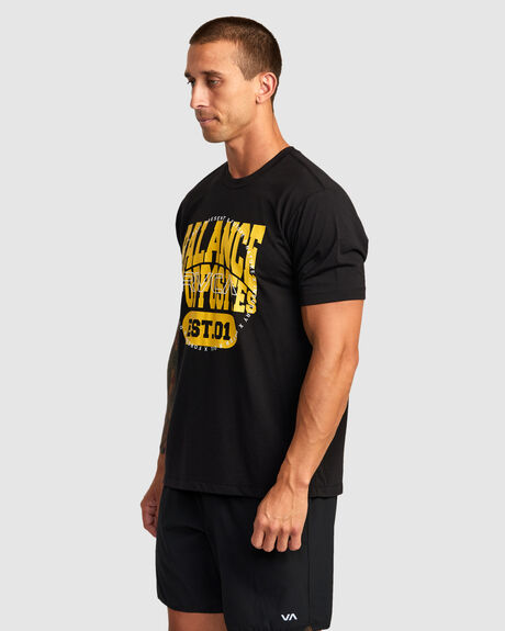 BLACK MENS CLOTHING RVCA GRAPHIC TEES - AVYZT01538-BLK