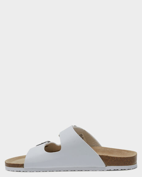 WHITE WOMENS FOOTWEAR SWELL SLIDES - SOLE-2260WHI
