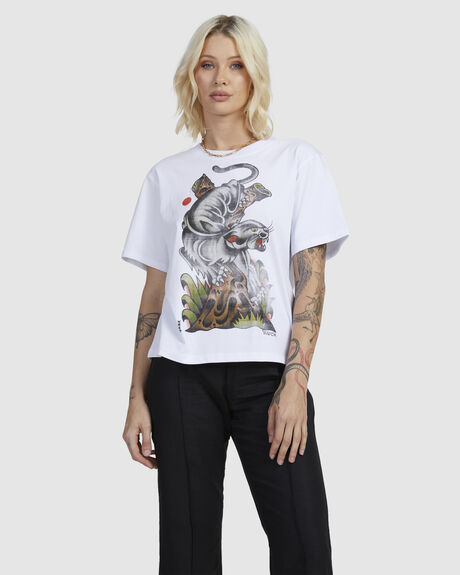 WHITE WOMENS CLOTHING RVCA T-SHIRTS + SINGLETS - UVJZT00192-WHT