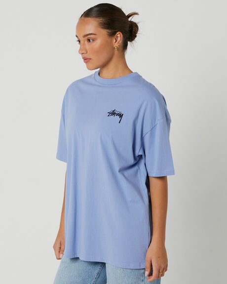 DUSTY BLUE WOMENS CLOTHING STUSSY T-SHIRTS + SINGLETS - ST131009DUS