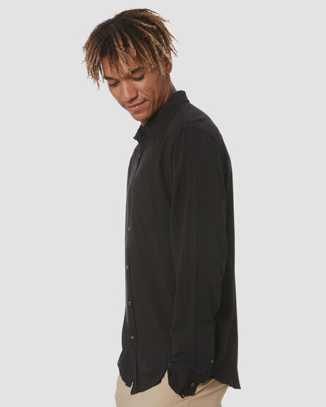 BLACK MENS CLOTHING RUSTY SHIRTS - WSM0988BLK