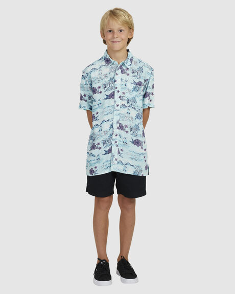 ICE BLUE SUNSET ART KIDS BOYS QUIKSILVER TOPS - UQBWT03004-GCZ6
