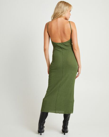 OLIVE WOMENS CLOTHING SUBTITLED DRESSES - SBWW24615-GRN-XXS