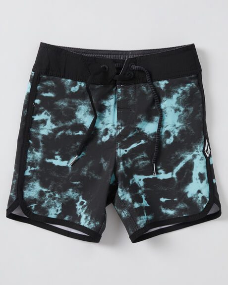 RINSED BLACK KIDS BOYS VOLCOM BOARDSHORTS - Y0842203RIB