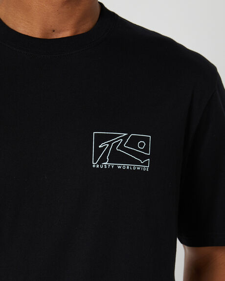 BLACK MENS CLOTHING RUSTY T-SHIRTS + SINGLETS - TTM2571-BLK