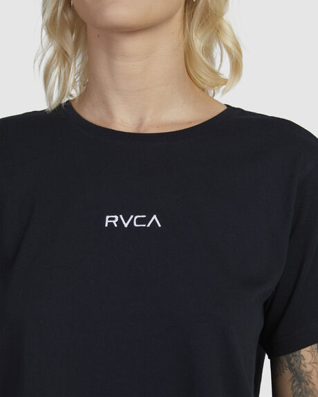 RVCA BLACK WOMENS CLOTHING RVCA T-SHIRTS + SINGLETS - UVJZT00230-RVB