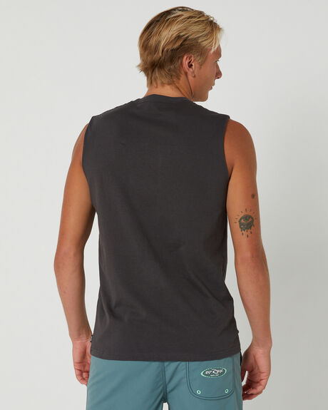 WASHED BLACK MENS CLOTHING RIP CURL T-SHIRTS + SINGLETS - 0DCMTE8264