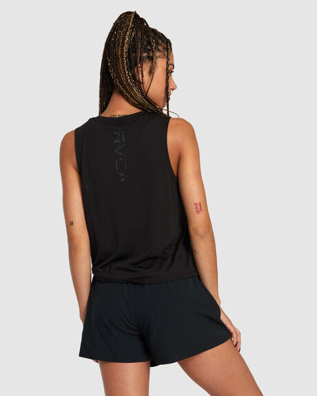 BLACK WOMENS ACTIVEWEAR RVCA TOPS - AVJKT00251-BLK