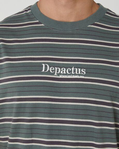 TEAL STRIPE MENS CLOTHING DEPACTUS T-SHIRTS + SINGLETS - DEMS23209TEA