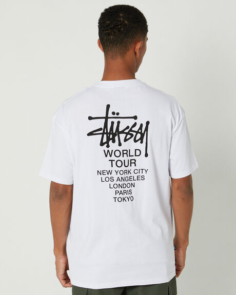 WHITE MENS CLOTHING STUSSY T-SHIRTS + SINGLETS - ST031003WHITE