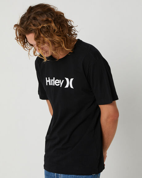 BLACK MENS CLOTHING HURLEY GRAPHIC TEES - HATS1020H010