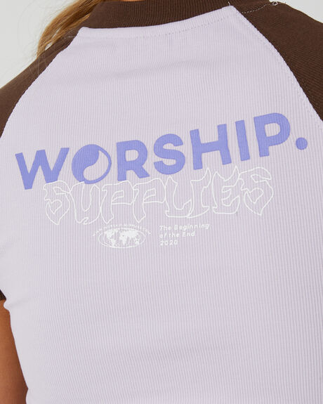 ORCHID HUSH WOMENS CLOTHING WORSHIP T-SHIRTS + SINGLETS - WWORH23-105IORCH