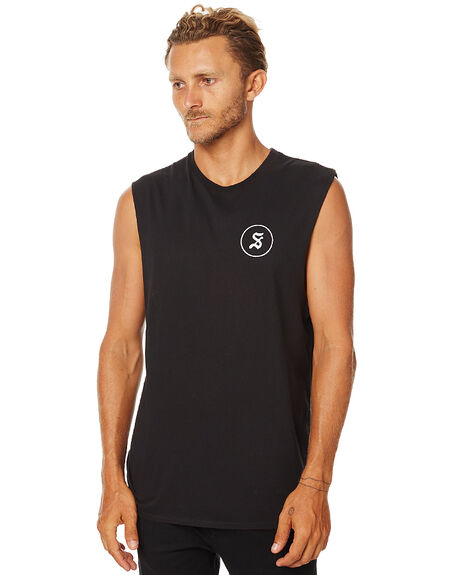 WASHED BLACK MENS CLOTHING SWELL SINGLETS - S5162276WBLK