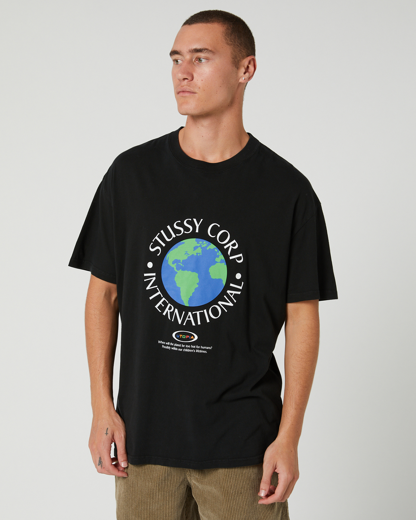 Stussy Utopia 50 50 Mens S Tee - Pigment Black | SurfStitch