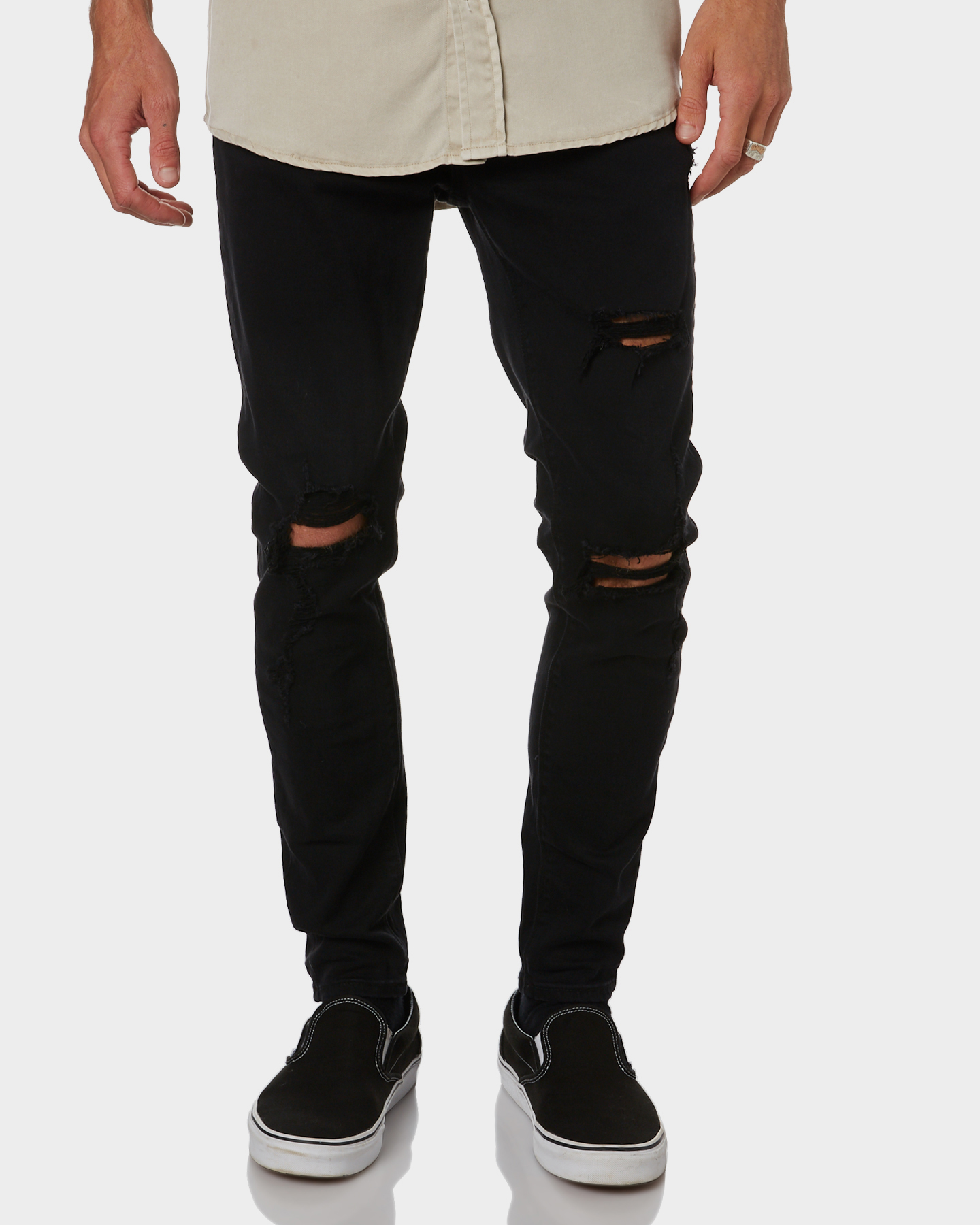Abrand A Dropped Skinny Turn Up Mens Jean - Black Rogue | SurfStitch