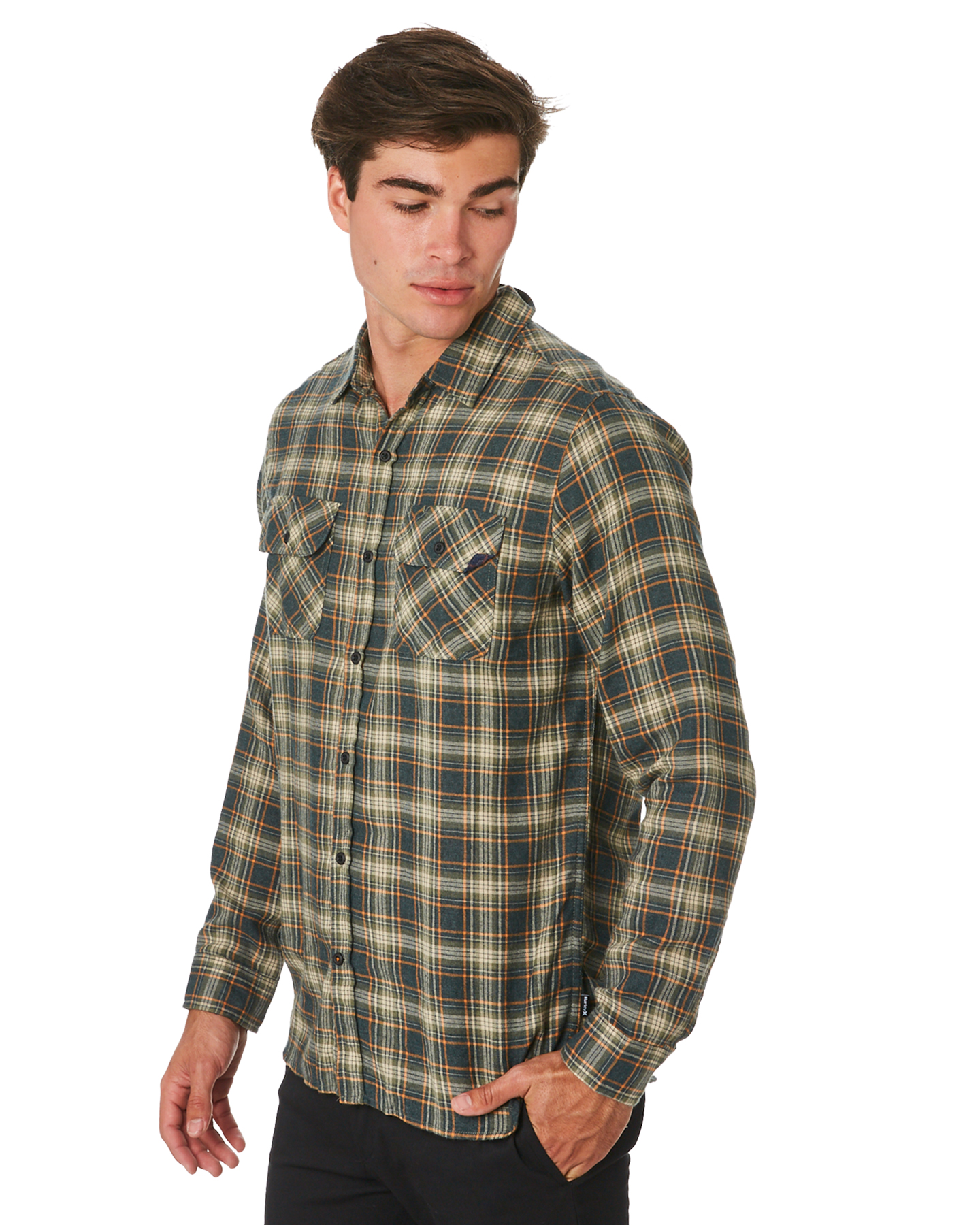Hurley Walker Flannel Top Long Sleeve Shirt - Outdoor Green | SurfStitch