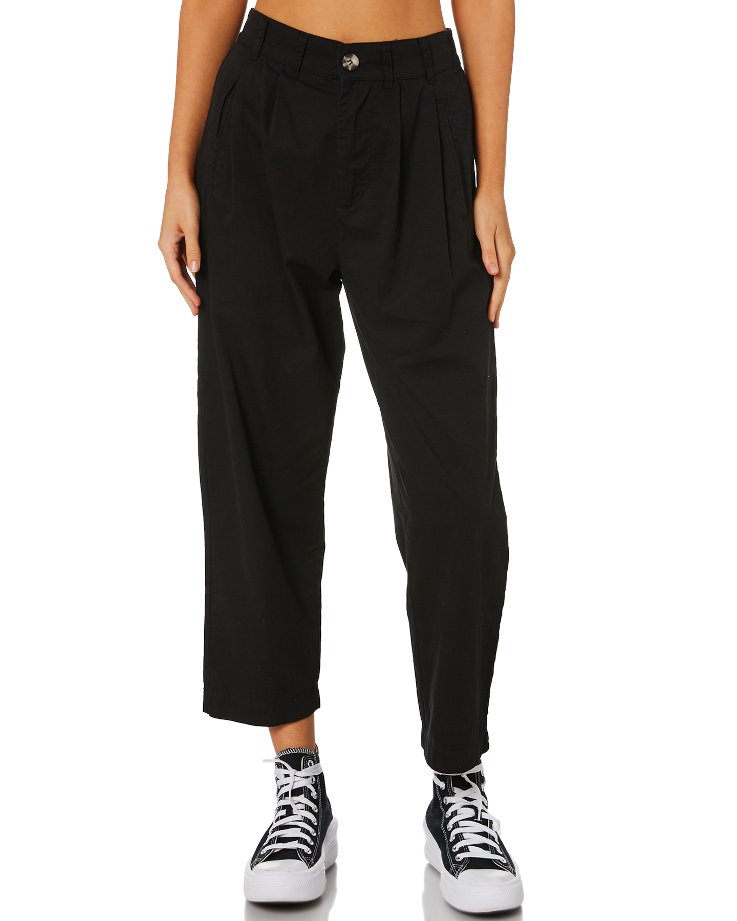 Stussy Brentwood Pleated Crop Pants - Black | SurfStitch