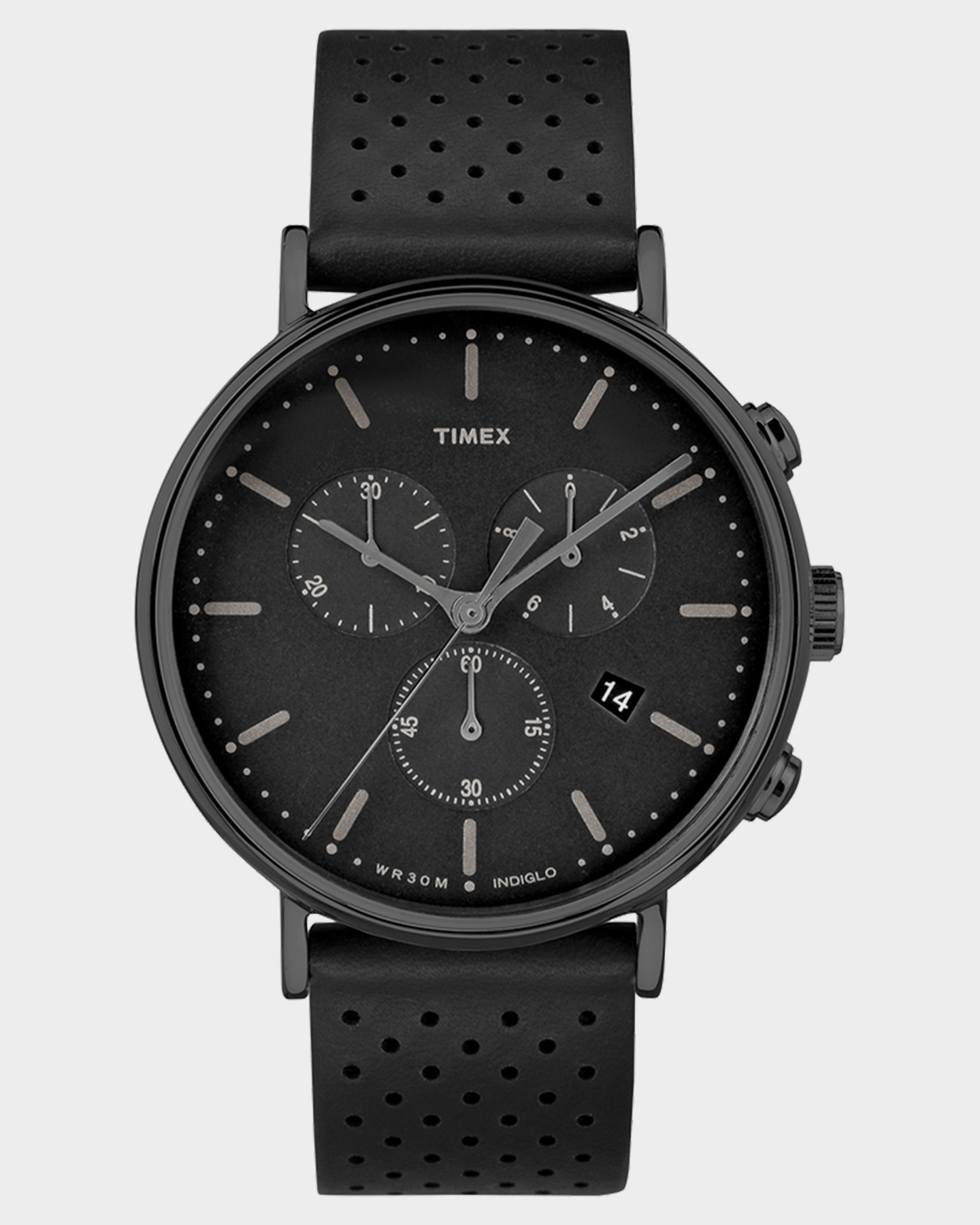 Timex Fairfield Chrono 41Mm Leather Watch - Black Black Leather | SurfStitch