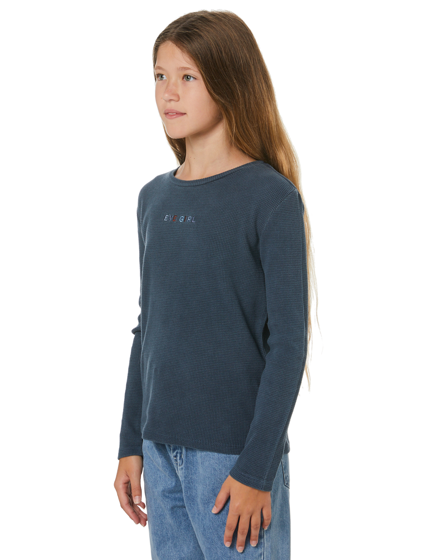 Eves Sister Girls Eve Girl Waffle Tee - Teen - Navy | SurfStitch