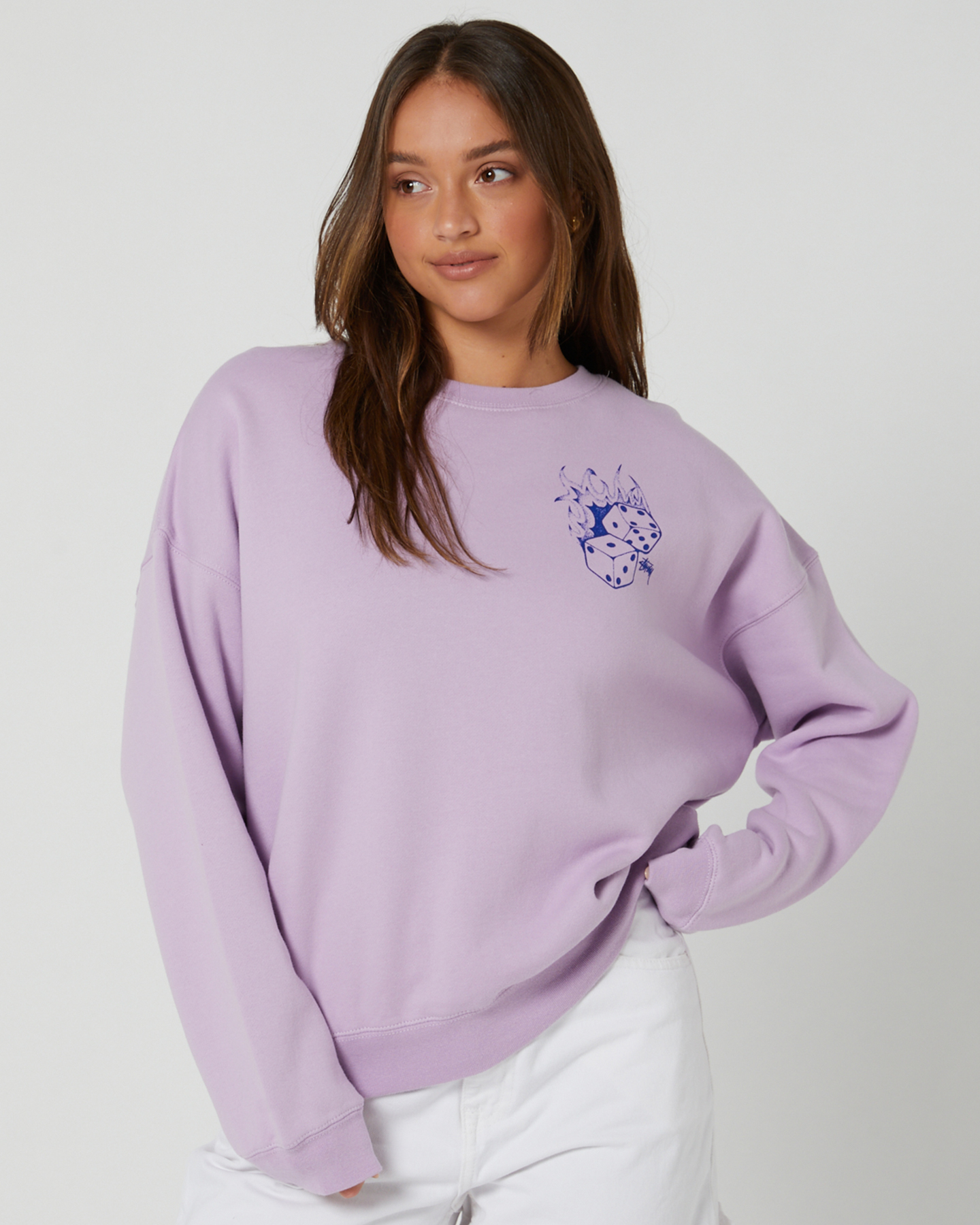 Stussy Fire Dice Os Crew - Orchid | SurfStitch