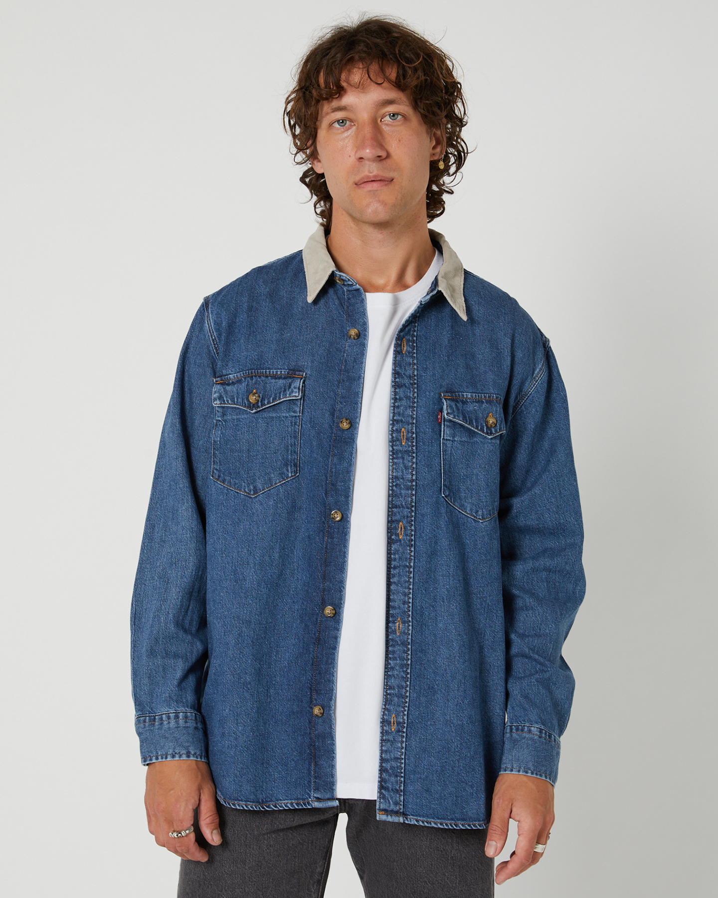 Levi's Relaxed Fit Mens Western Shirt - Blue Stonewash | SurfStitch