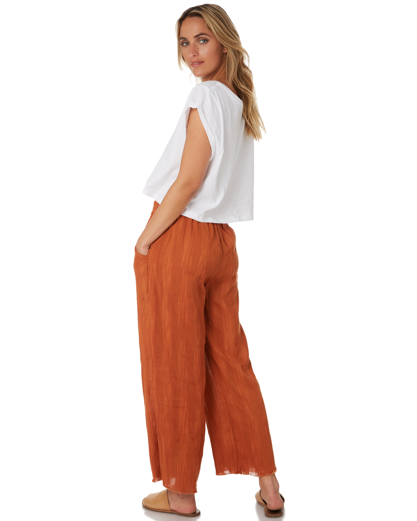 burnt orange high waisted pants