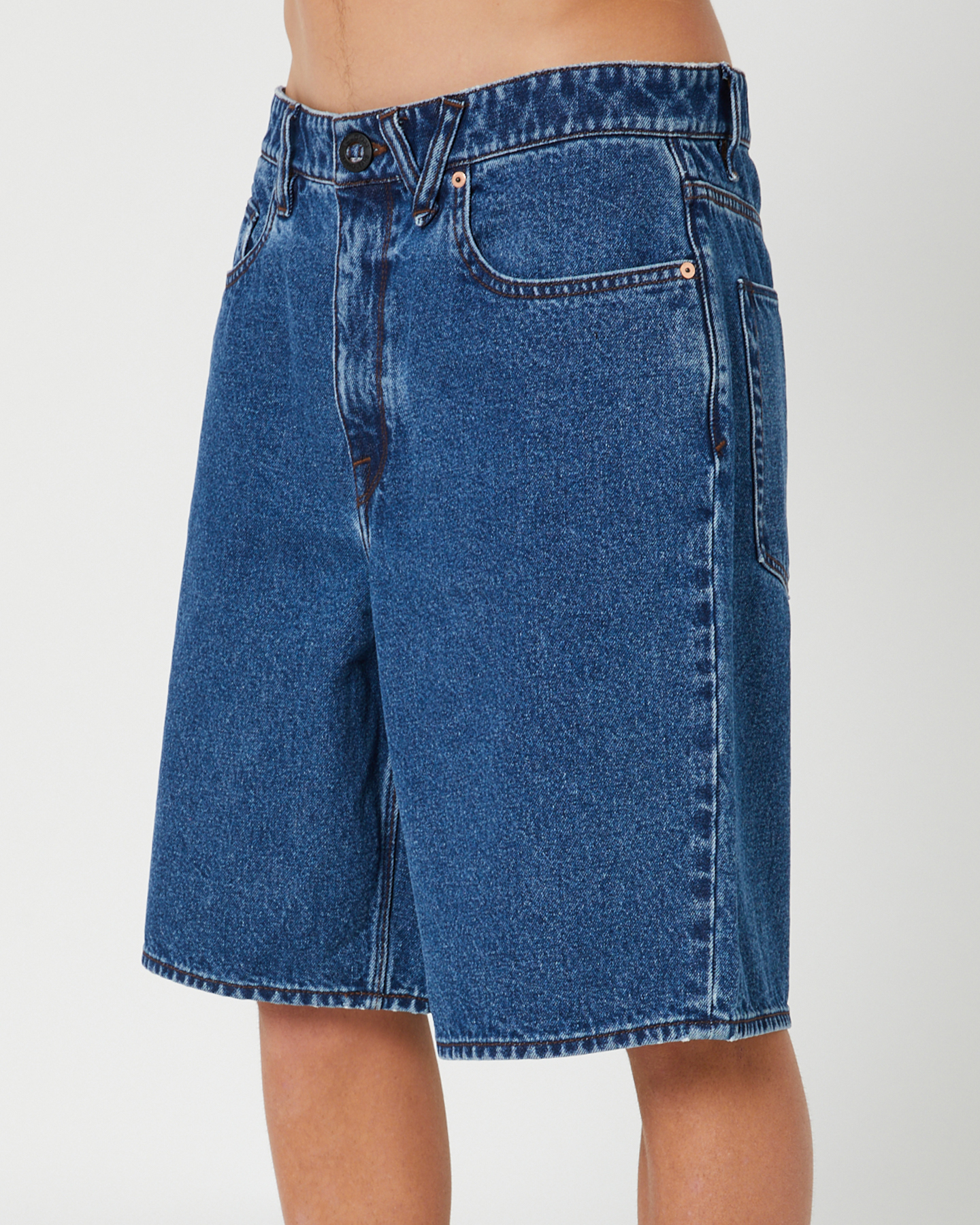 Mid blue denim shorts sale