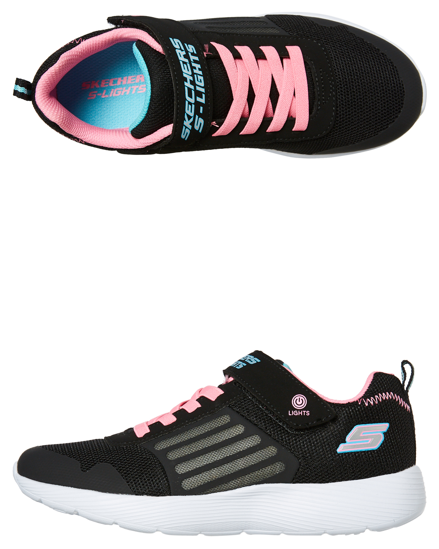 Skechers Girls Dyna Lights Shoes - Youth - Black Pink | SurfStitch