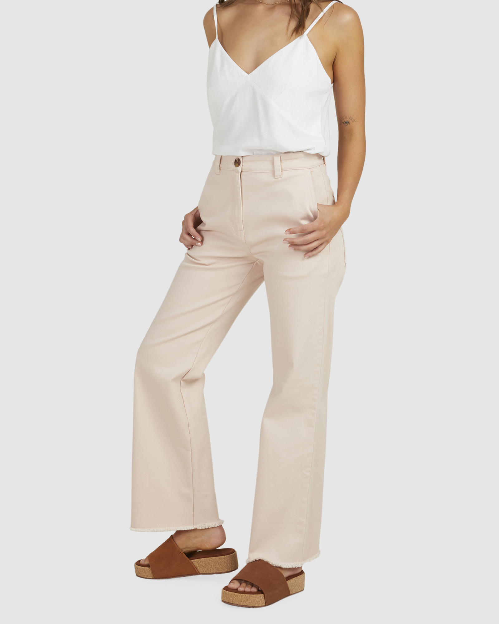 Roxy Womens Barbarella Straight Fit Trousers - Peach Whip