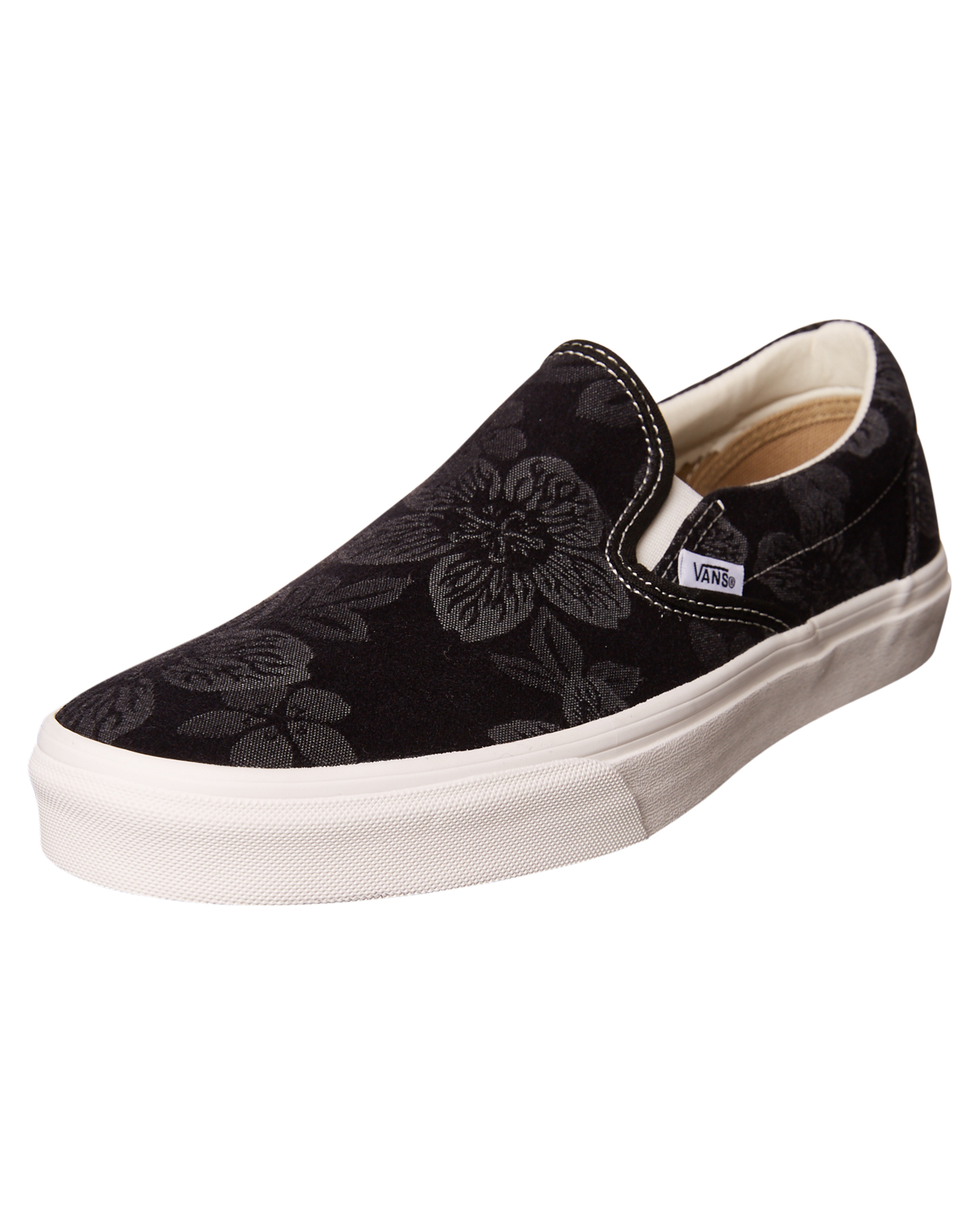 black and white womens slip on vans