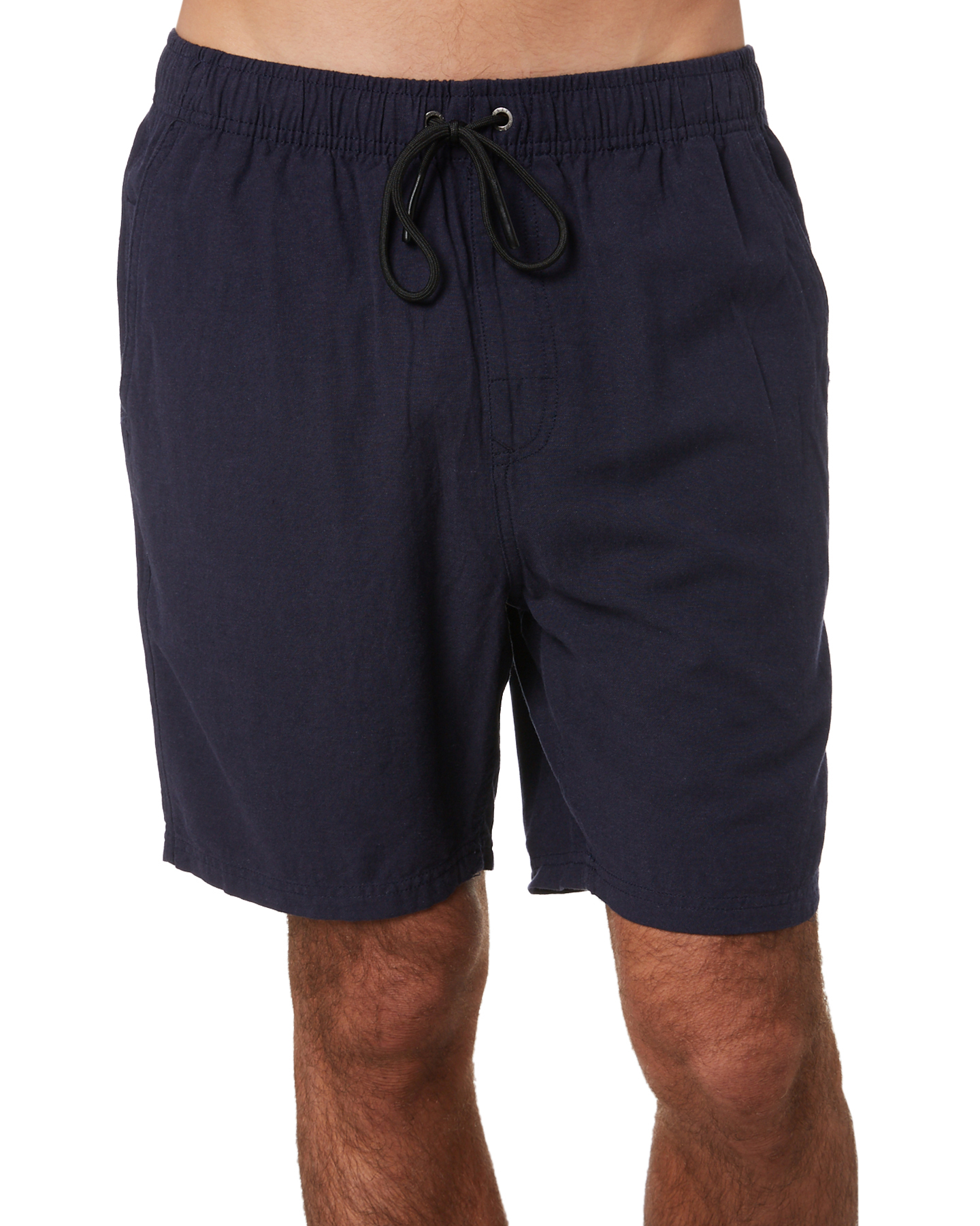 Rusty Overtone Mens Linen 17In Elastic Short - Navy Blue | SurfStitch