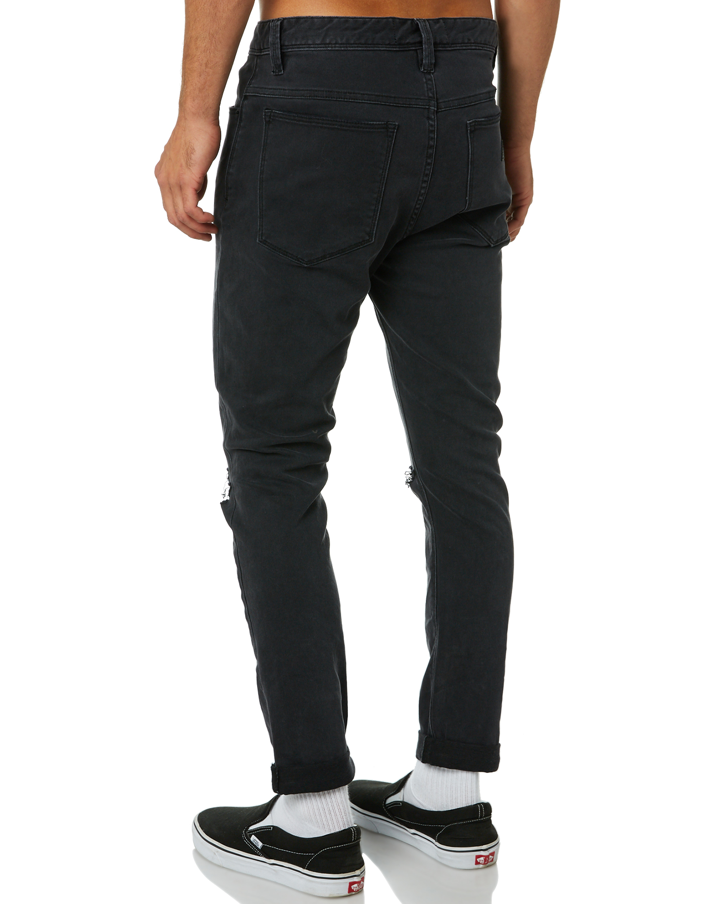 Abrand A Dropped Slim Turn Up Mens Jean - Smoked | SurfStitch