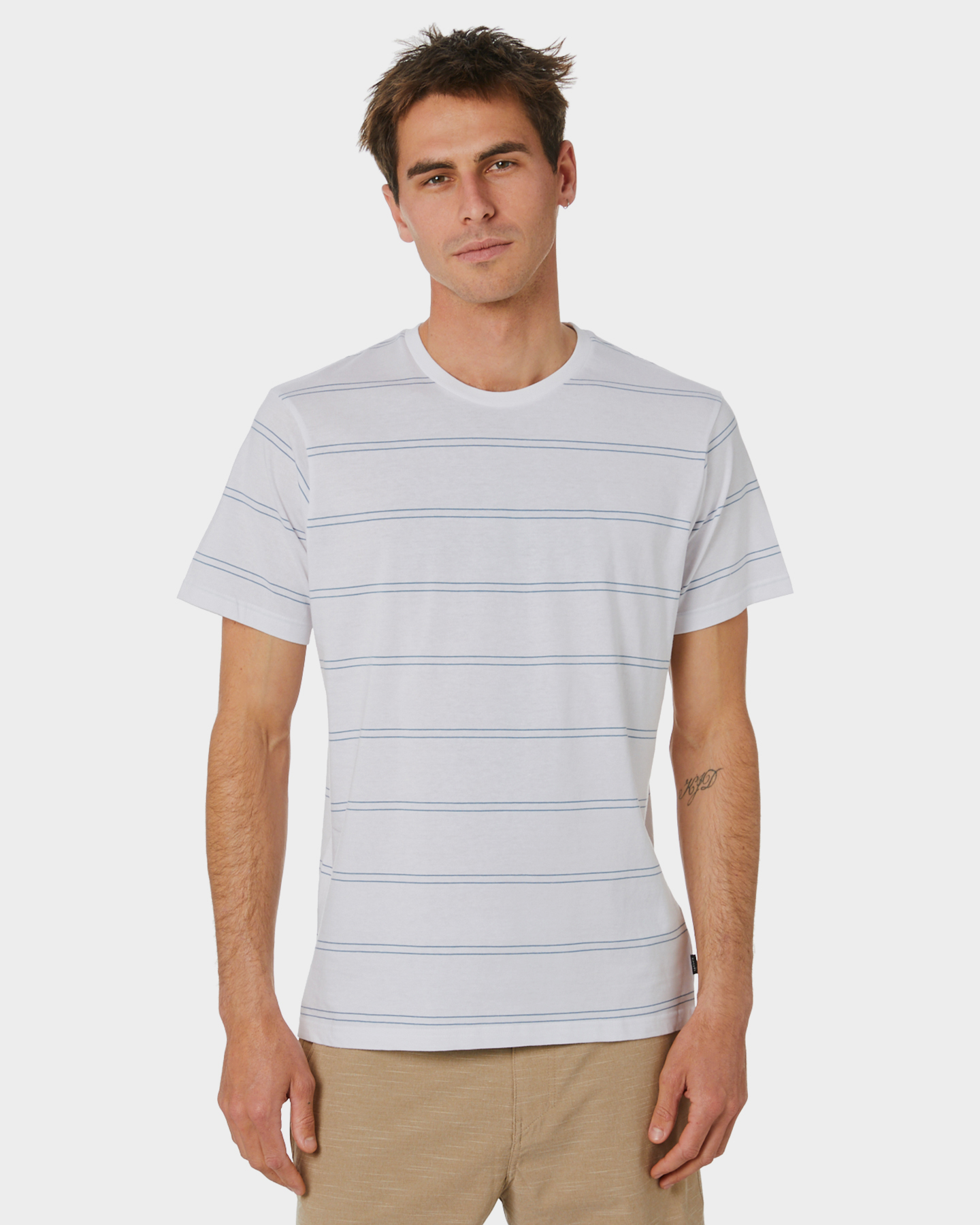 Rip Curl Plain Stripe Mens Tee - White Blue | SurfStitch