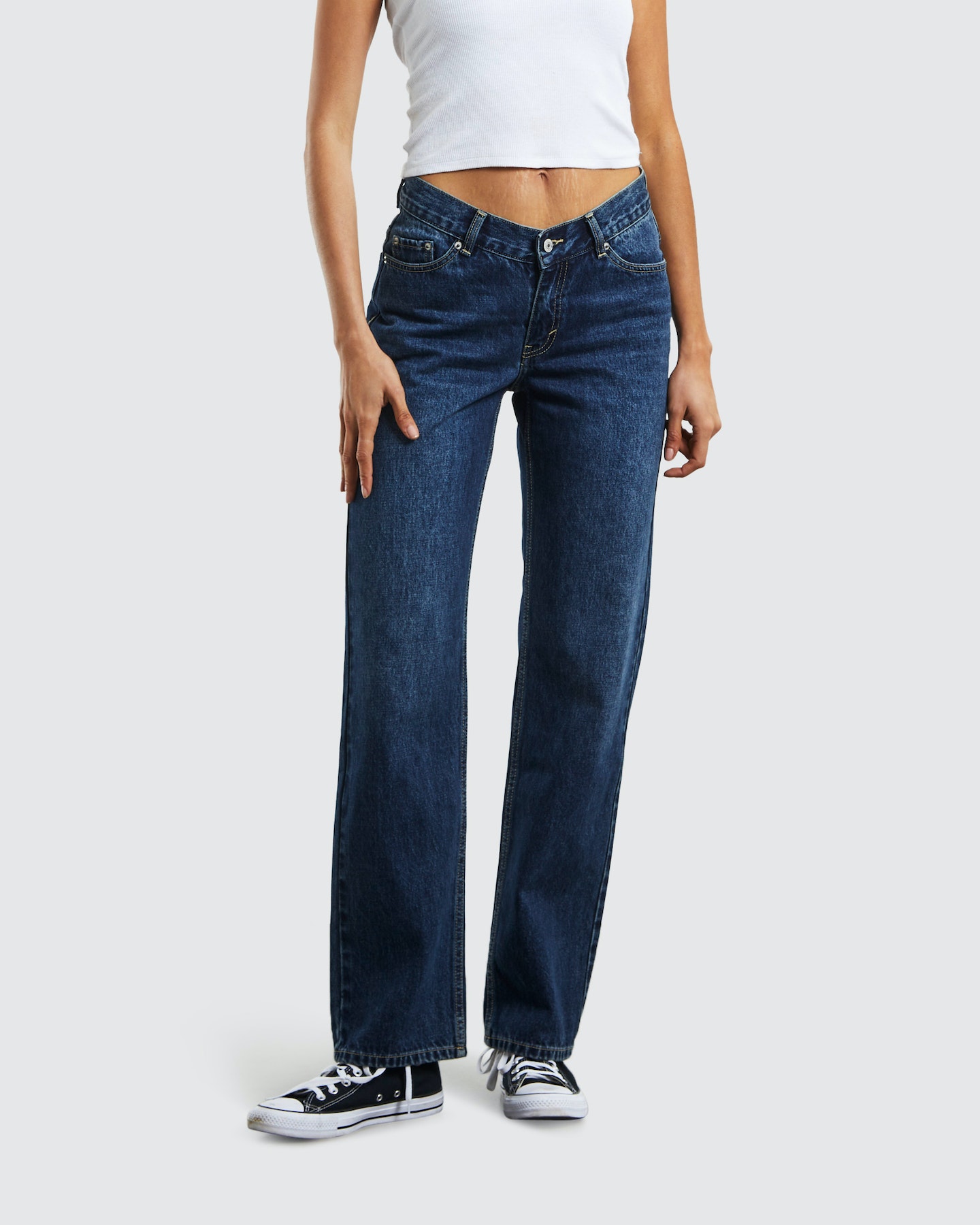 Neon Hart Emmy V Waist Straight Jeans Y2K Blue - Blue