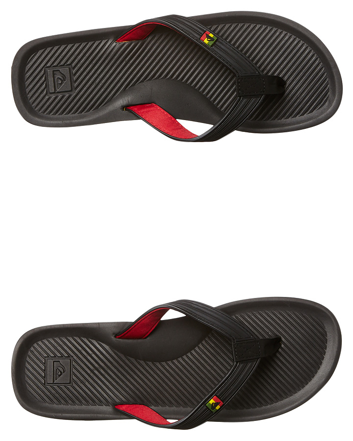 Quiksilver Haleiwa Deluxe Thong Black Red Green SurfStitch