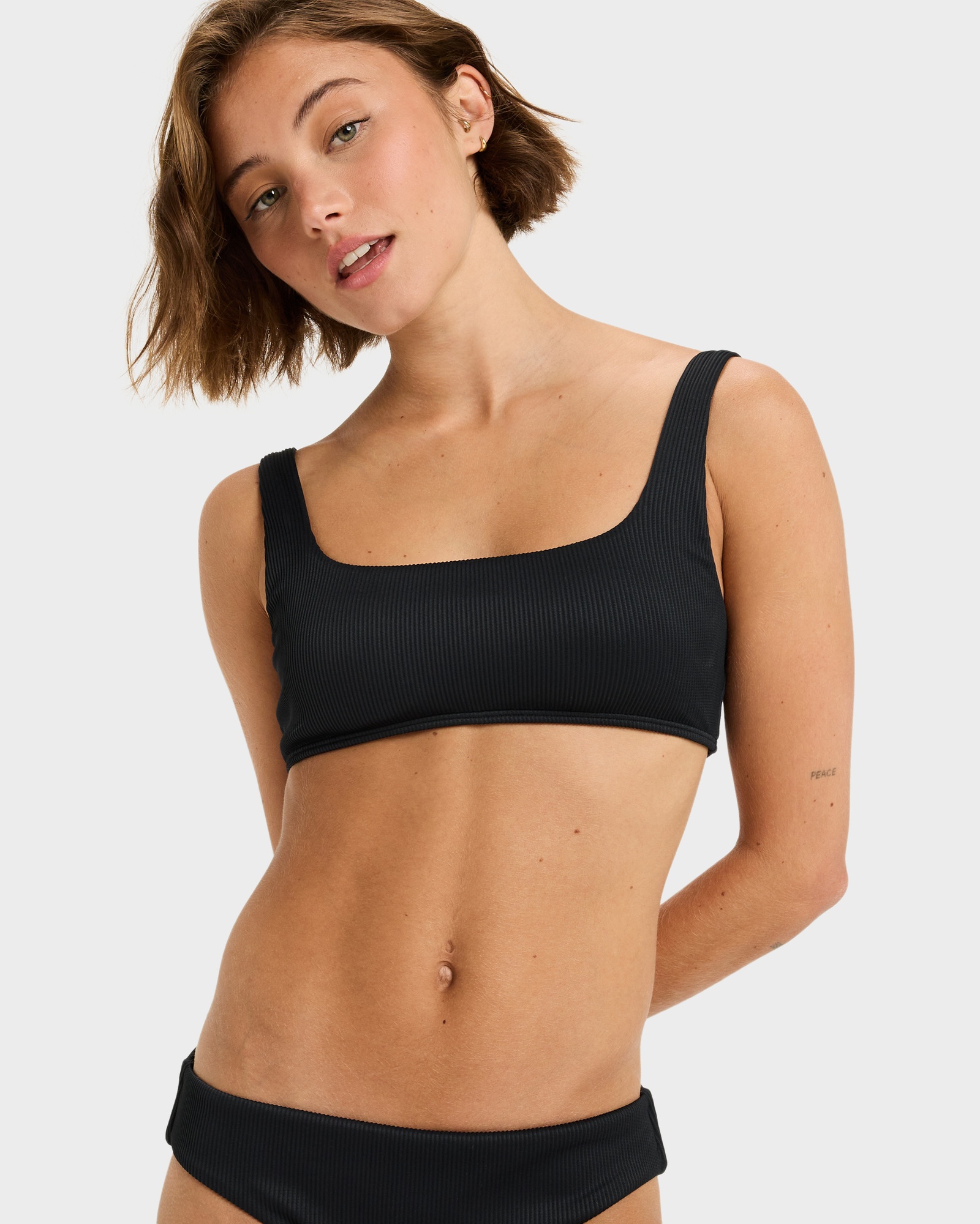 Roxy Rib Roxy Love The Glassy Bralette Bikini Top For Women Anthracite SurfStitch