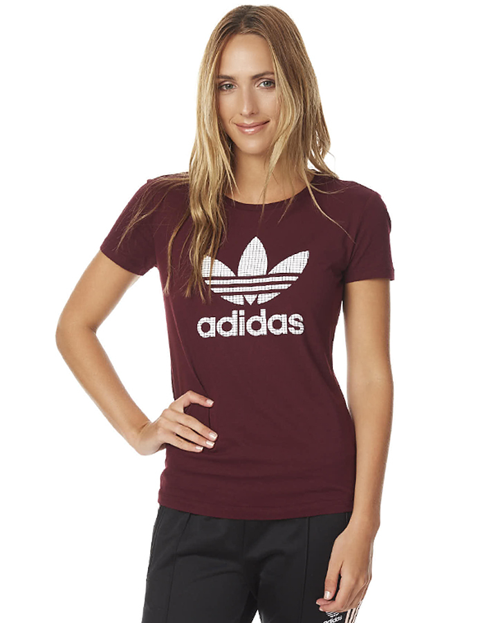 adidas burgundy t shirt women's