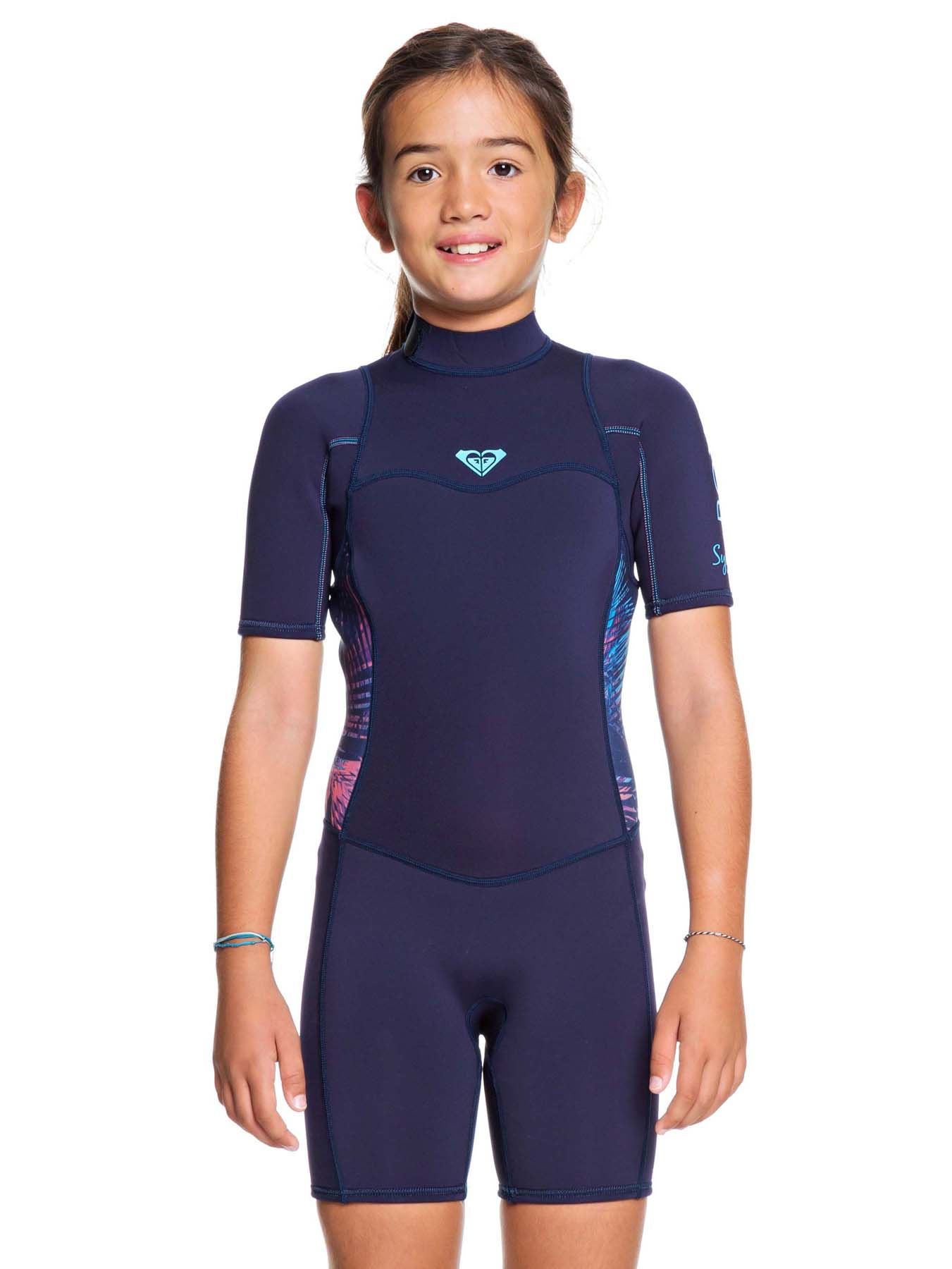 Roxy Girls 8 14 Syncro 22mm Ss Back Zip Flt Springsuit Wetsuit Blue Ribboncoral Surfstitch