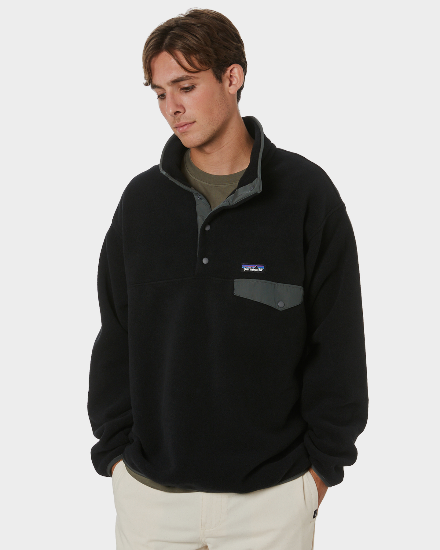 Patagonia Synchilla Snap T Mens Pullover Black Forge Grey SurfStitch