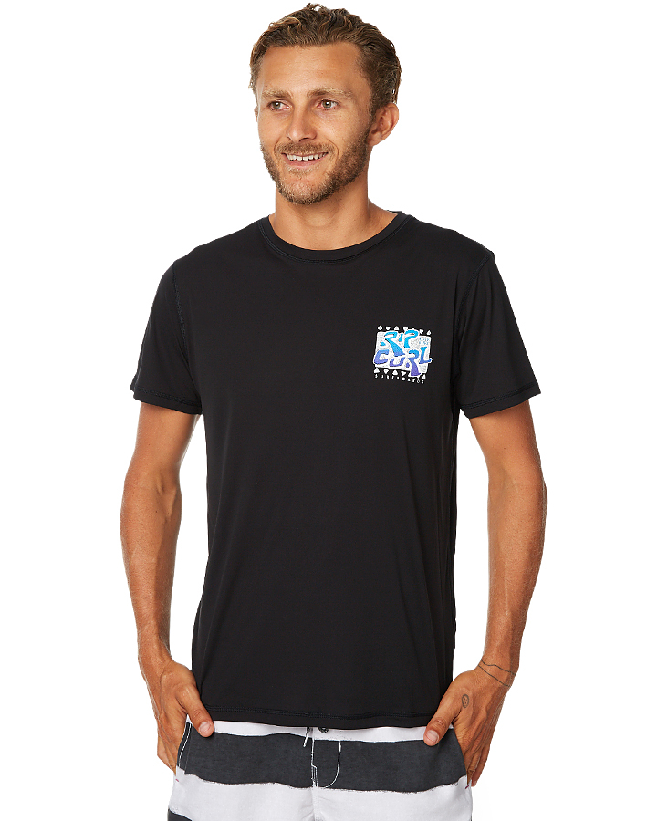 Rip Curl 100 Percent Surf Ss Mens Board Shirt - Black | SurfStitch