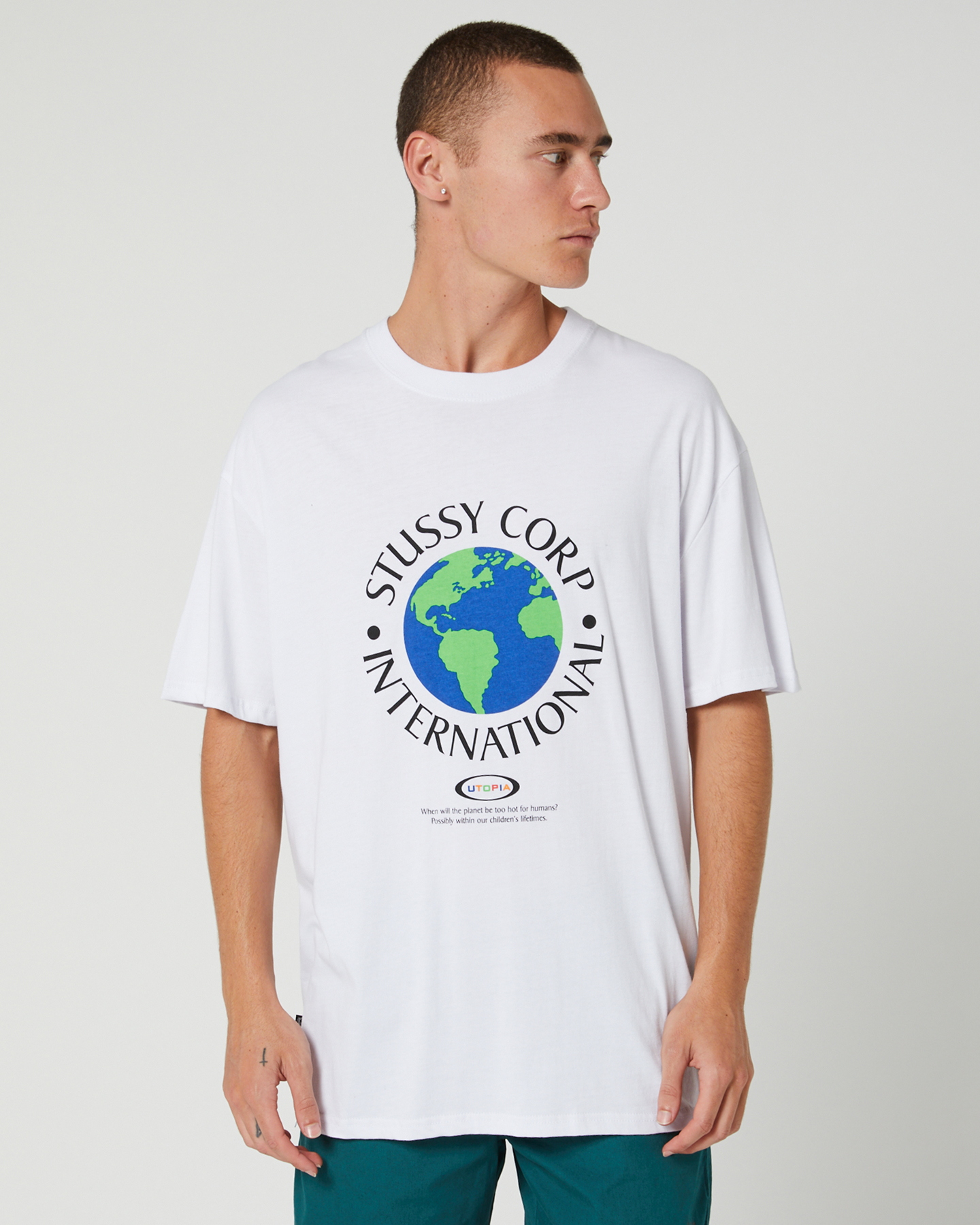 Stussy Utopia 50 50 Mens S Tee - White | SurfStitch