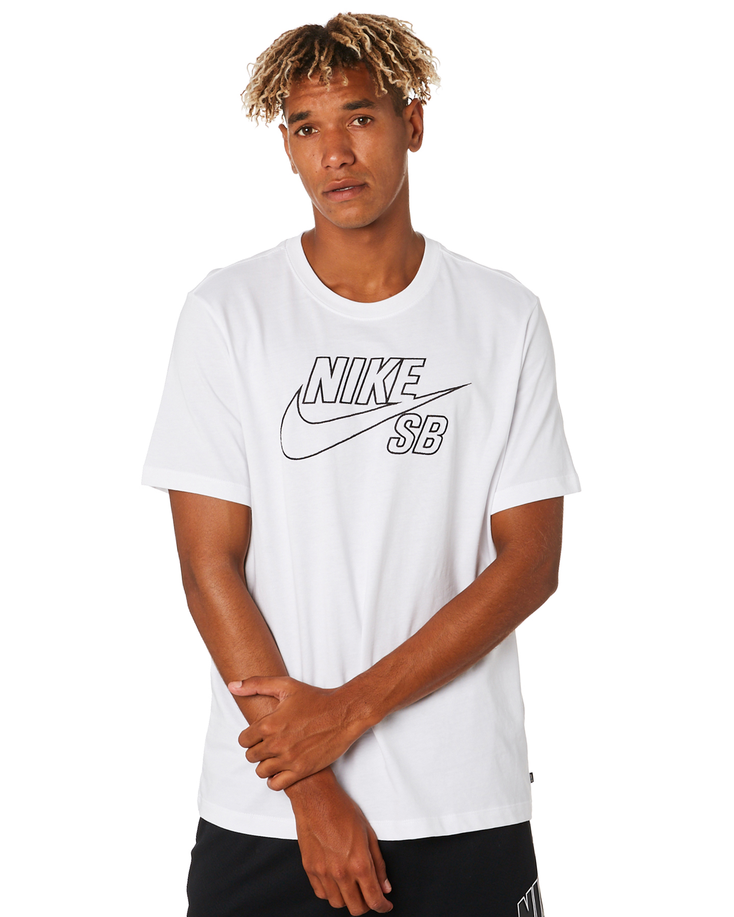 Nike Sb Logo Emb Mens Tee - White | SurfStitch