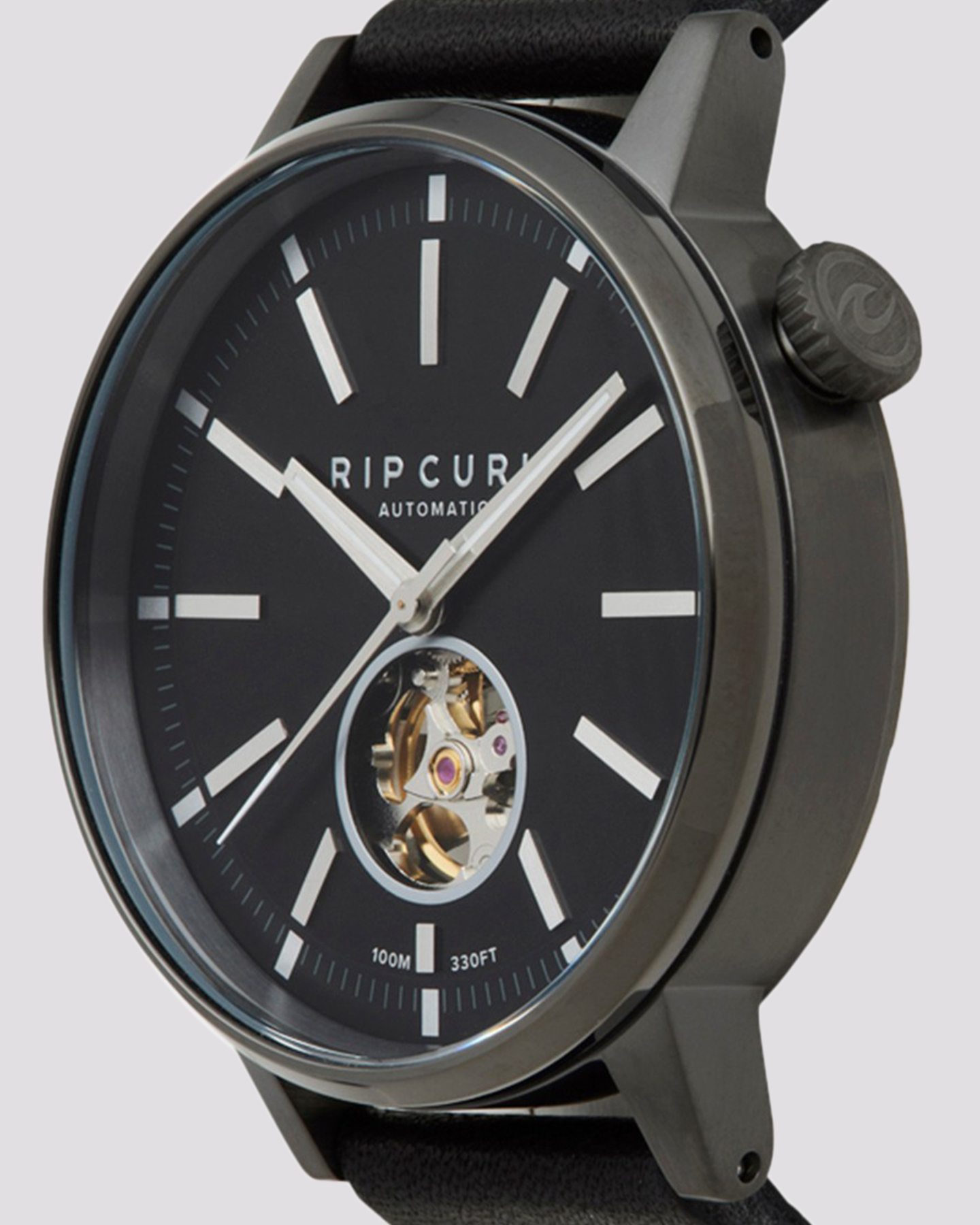 Rip Curl Drake Automatic Lthr Watch Gunmetal SurfStitch