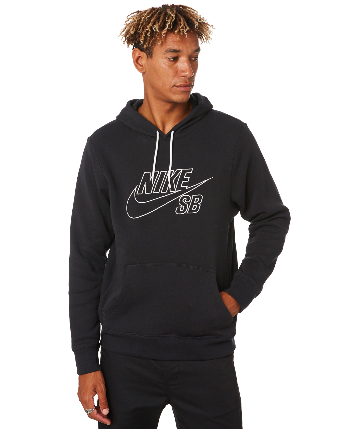 Nike Sb Embroidery Mens Hoodie - Black White | SurfStitch