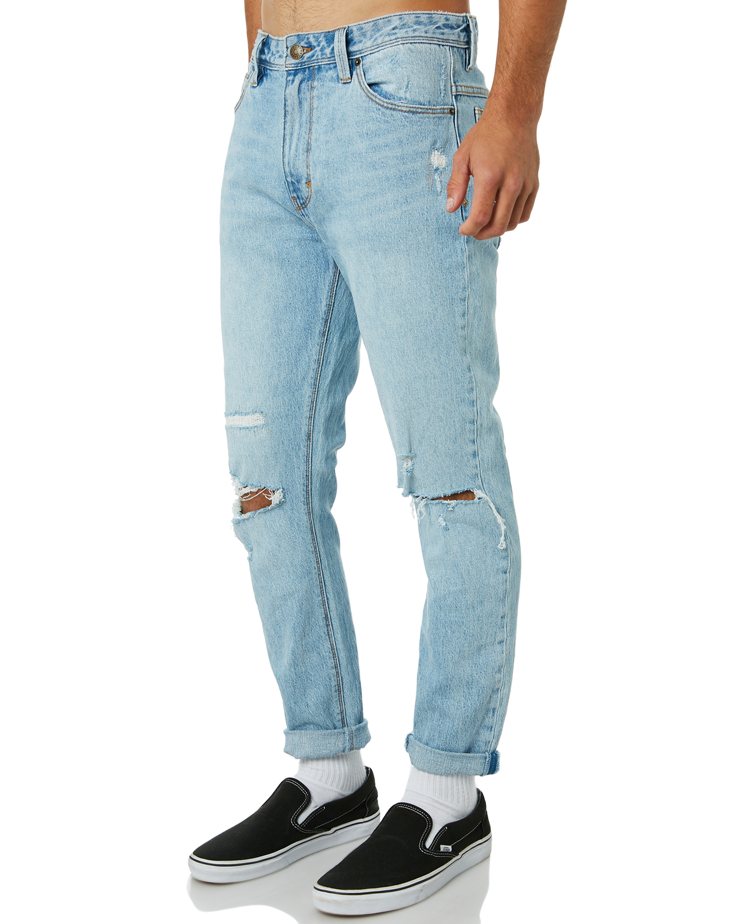 A.Brand A Dropped Slim Turn Up Mens Jean - Field Escape | SurfStitch